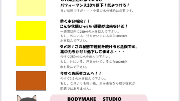 脱水症状対策に！尿の色チャート